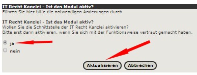 Aktivierung des IT-Recht Kanzlei Moduls
