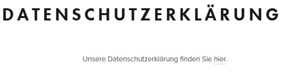 Ansicht Datenschutzerklärungsseite mit klickbarem Link bei Squarespace