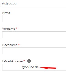 Einpflegen der E-Mail Adresse vor der App-Installation