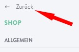 Jimdo Menüauswahl zurück