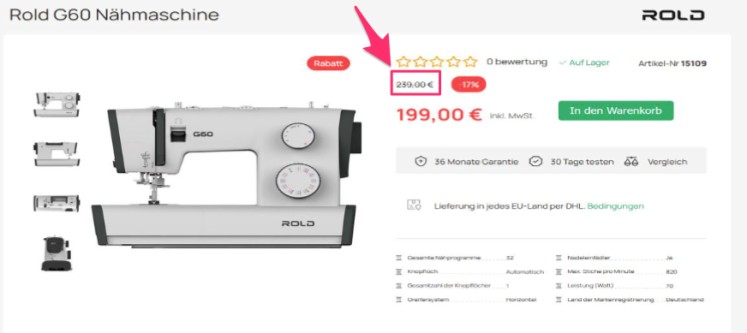Preisgegenüberstellung Abmahnung