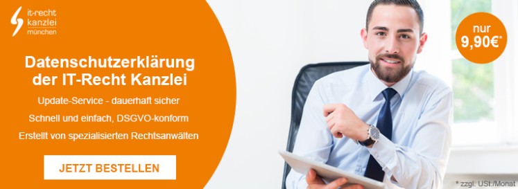 Werbebanner für Datenschutzerklärung