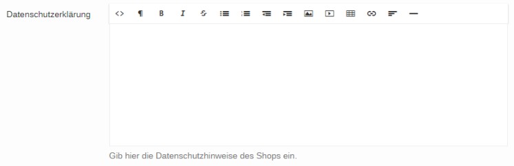 productswithlove Eingabebereich für die Datenschutzerklärung